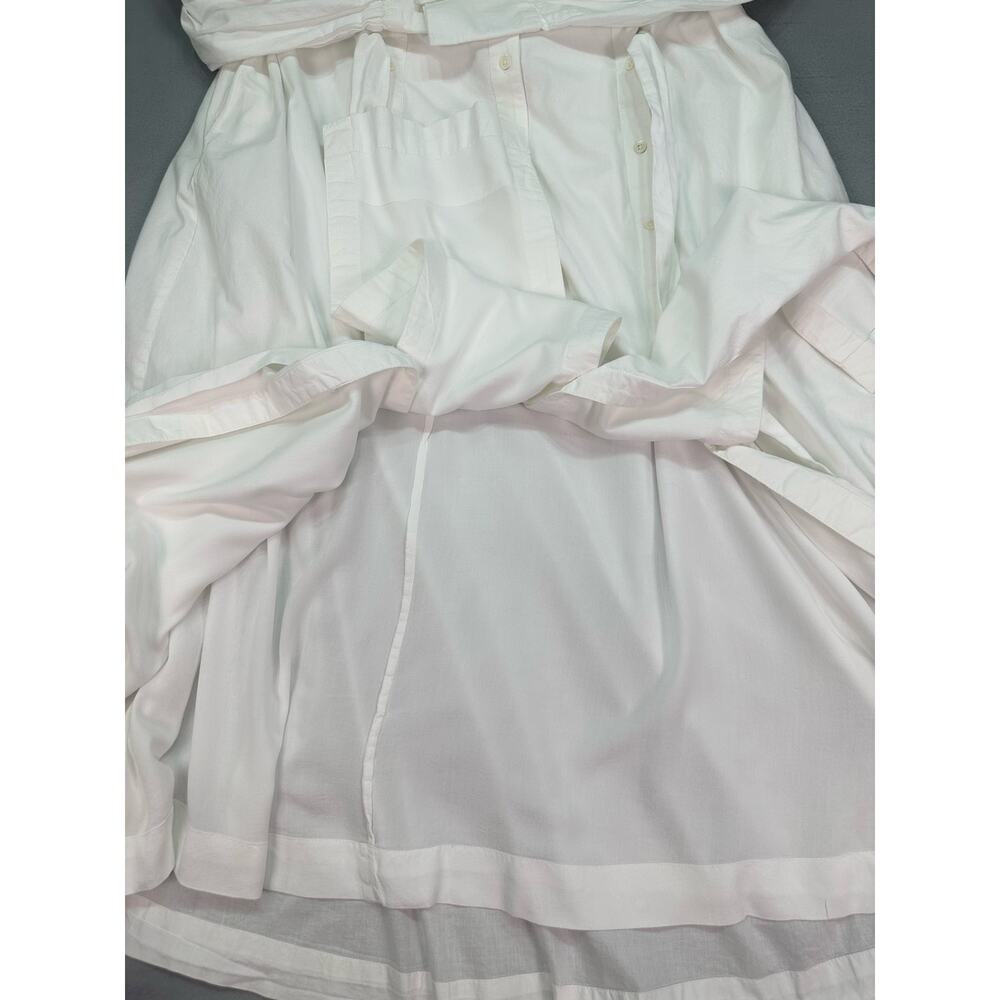 Free People Charlie White Cotton V Neck Maxi Dress Tie Waist Pockets Size Medium - Picture 5 of 11